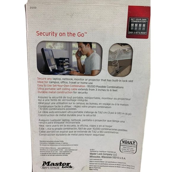 Master Lock 2120D Laptop Combination Computer Lock with Self Coiling Cable - Picture 6 of 6